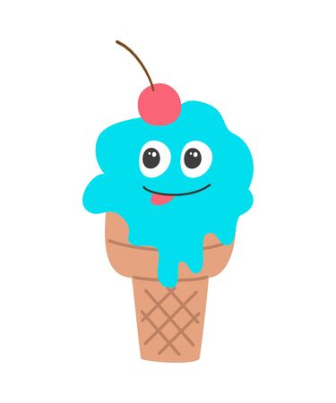 Cute funny ice cream on the white background.のイラスト素材