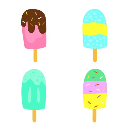 Cute ice cream on the white background.のイラスト素材