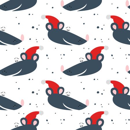 Seamless pattern with cute rats, symbol of 2020 year. Chinese New Year. Vector illustration.のイラスト素材