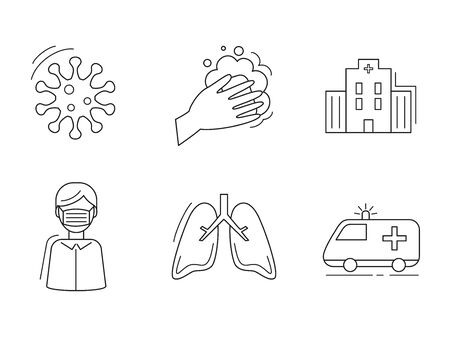 Set of coronavirus and virus prevention icons. Vector illustration.のイラスト素材