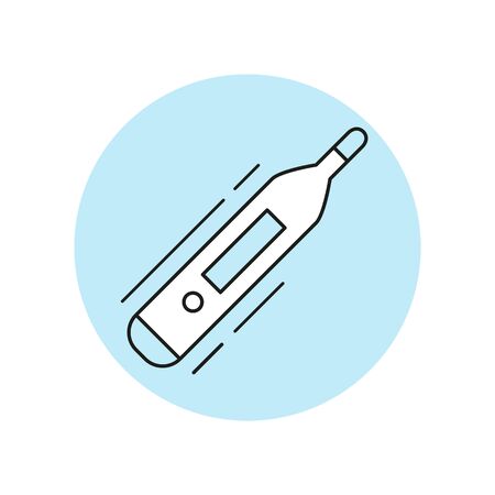 Medical thermometer icon in flat design. Vector illustration.のイラスト素材