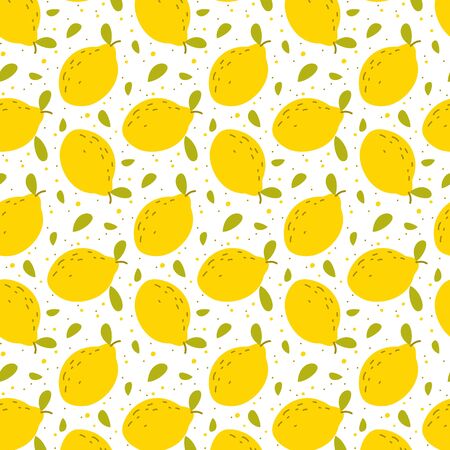 Seamless cute pattern with lemons. Vector illustration.のイラスト素材
