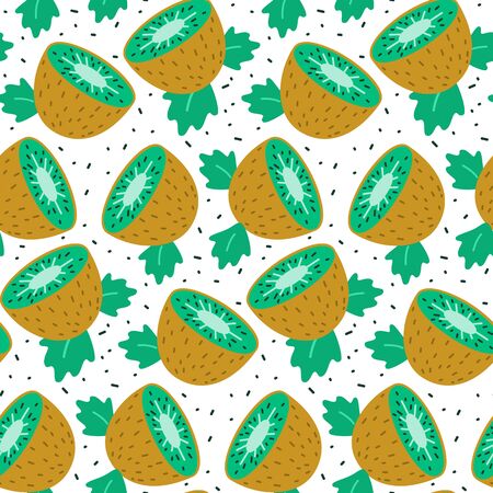 Seamless cute pattern with kiwi. Vector illustration.のイラスト素材
