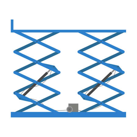 Scissors lift platform, isolated on white background. Vector illustration.のイラスト素材