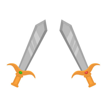 Cartoon metal swords on white background. Vector illustration.のイラスト素材
