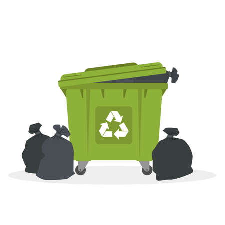 Garbage bin. Ecology and recycle concept. Vector illustration.のイラスト素材