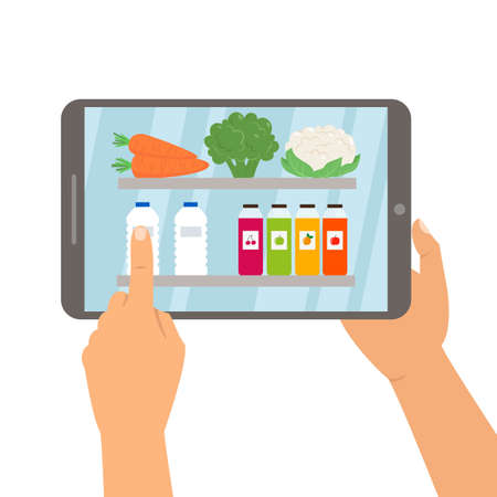 Online grocery shopping concept, order food. Vector illustration.のイラスト素材