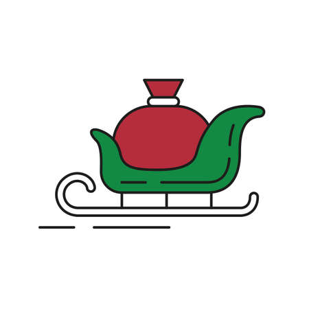 Santa sleigh with presents. Christmas icon on white background. Vector illustration.のイラスト素材