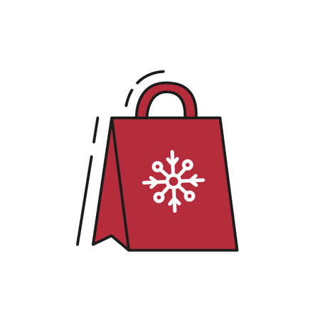 Christmas gift package icon on white background. Vector illustration.のイラスト素材