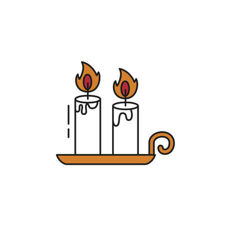 Cute candle icon on white background. Vector illustration.のイラスト素材