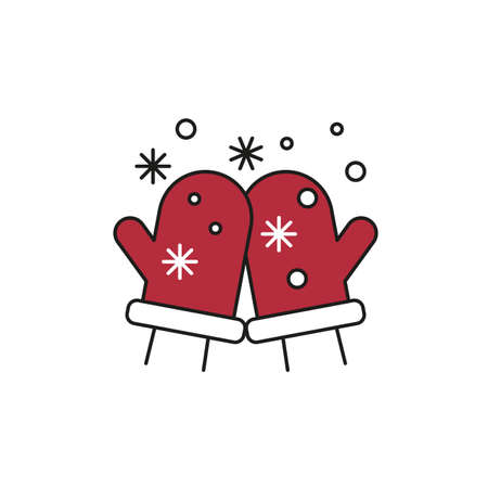 Christmas warm gloves with snowflakes on white background. Vectorのイラスト素材