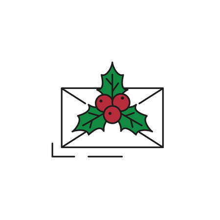 Christmas envelope icon on white background. Vector illustration.のイラスト素材