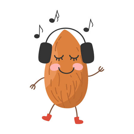 Cute cartoon almond on white background. vector illustration.のイラスト素材