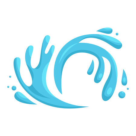 Cartoon illustration with water splash and drops. vector illustration.のイラスト素材