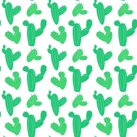 Cartoon seamless pattern with cactuses. vector illustration.のイラスト素材