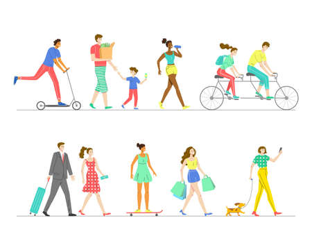 Set of various characters in different situations. vector illustration.のイラスト素材