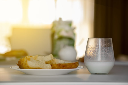 Kefir, sour milk, yoghurt from natural country cow's milk. Organic breakfast is healthy. A glass of...