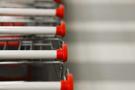 handle basket from the store part close up on blurred backgroundの写真素材