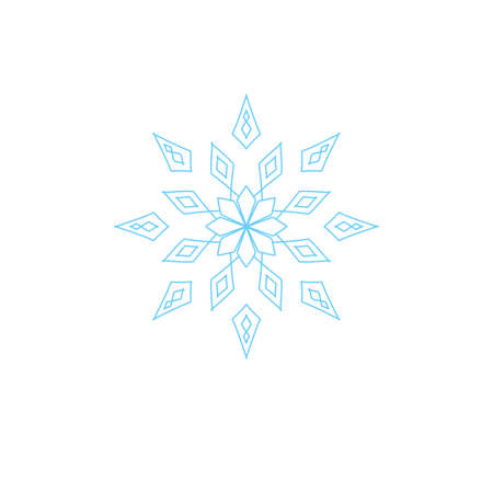 Delicate blue snowflake illustration isolated on whiteの写真素材