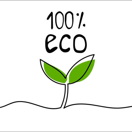 100 percent Eco Friendly Icon. Ecologic food stamps. Organic natural food labelsのイラスト素材