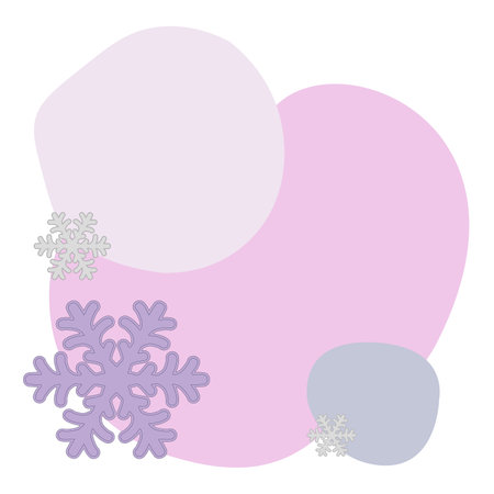 Simple template with snowflakes on colorful digital spots on isolated white. Colored Christmas, new year blotch. Trendy label brush stroke backgroundのイラスト素材