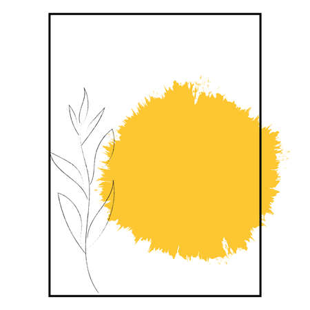 Elegant continuous line drawing. Minimal art flower on geometric shapes backgroundのイラスト素材