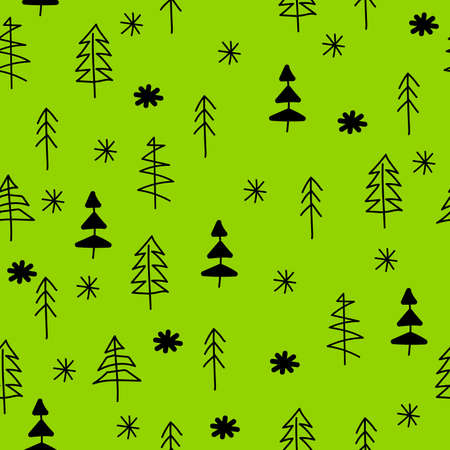 vector green seamless pattern of christmas treeのイラスト素材