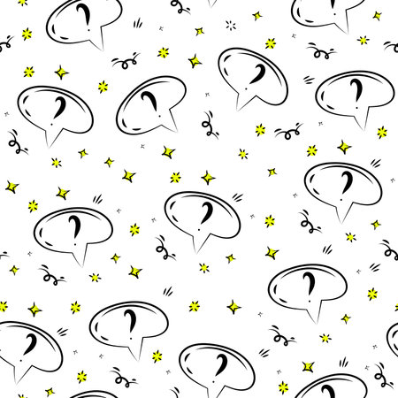 Seamless pattern with question marks in bubbles. Vector doodle design backgroundのイラスト素材