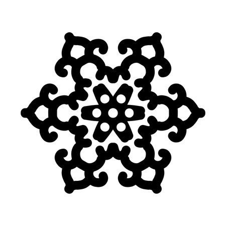 Silhouette snowflake black icon, vector sign symbol winterのイラスト素材