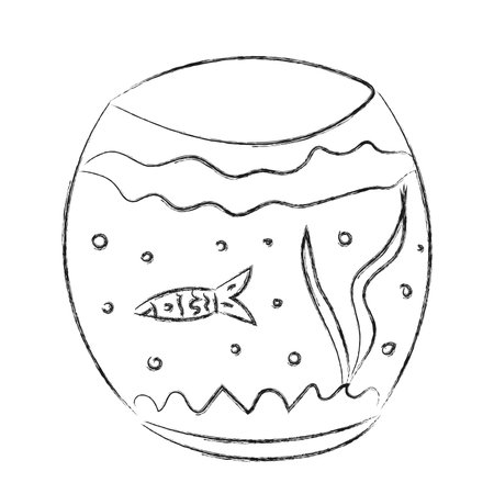outline fish tank vector icon. isolated black simple line element illustration from free time concept.のイラスト素材