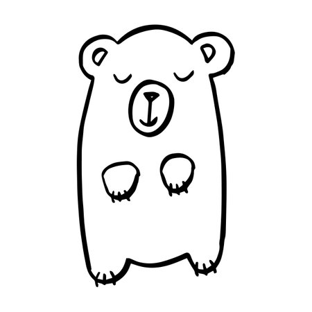 Simple cute baby white bear illustration. Cartoon childish bear illustration for nursery t-shirt, kids apparel, invitation, simple child design, wall art design.のイラスト素材