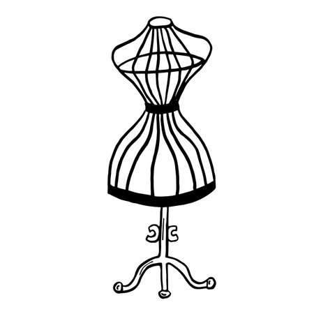 Fashion modern doodle clothes hanger, dummy. Vector illustration.のイラスト素材