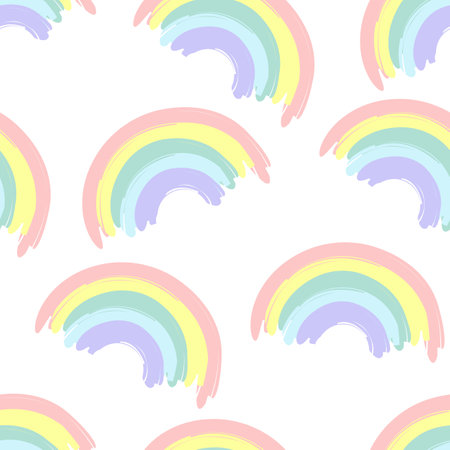 Hand drawing cute rainbow seamless pattern illustration vector.のイラスト素材
