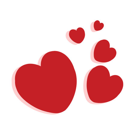 Illustration with a red valentine hearts print for t-shirt design, logo vectorのイラスト素材