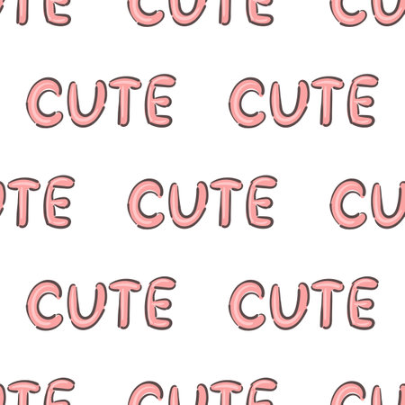 Seamless fun pattern with words and lettering Cute. Bright cute words and marker drawing. For the design of wrapping paper, packaging, postcards, wallpaper, fabric. Vector illustrationのイラスト素材