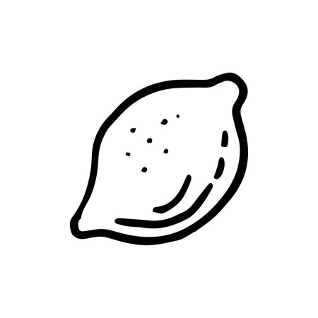 Black doodle lemon illustration in vector. Hand drawn.のイラスト素材