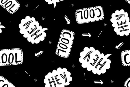 Modern hand drawn lettering seamless pattern for print, textile, fabric. Typography doodle black...