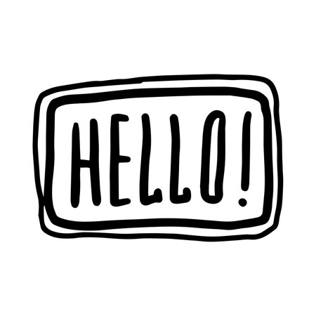 Hello, handwriting doodle speech bubble for banners, flyers, posters, social media, Sticker, Vector Illustrationのイラスト素材