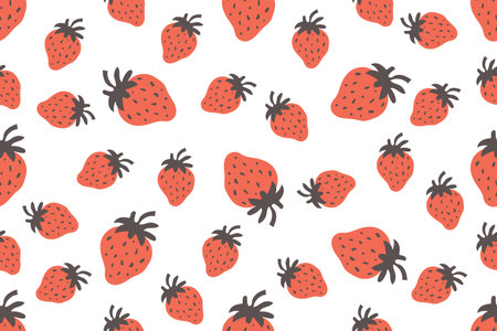 Seamless pattern, wallpaper bright red strawberry on white background.のイラスト素材