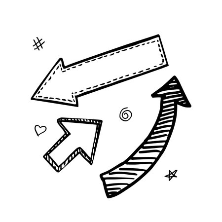 Doodle set black arrow icon on white background. Collection of arrow icon for your web site design, ...