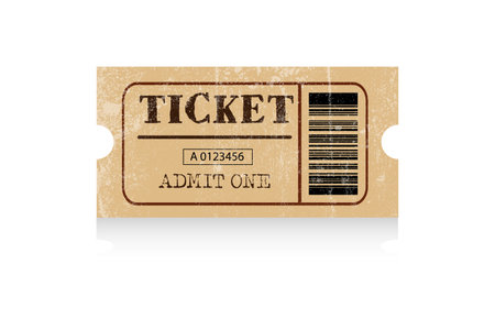 Vector retro old fashion vintage cinema ticket isolated on white background. VIP entry pass templateのイラスト素材