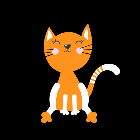 Cute red orange cat cartoon vector illustrationのイラスト素材