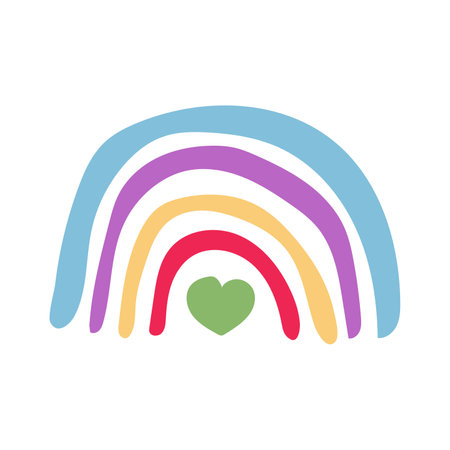 Hand drawn pastel color rainbow color brush stroke. Baby design for invitation or baby shower, poster, clothing, nursery wall art and postcard.のイラスト素材