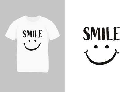 Smile t-shirt design. Inspirational quote about happy. Modern calligraphy phrase. Lettering for print and posters.のイラスト素材