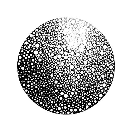 Circle minimal design modern element. Halftone spheres isolated on white background. Stylish emblems. Vector spheres with dots for web designs.のイラスト素材