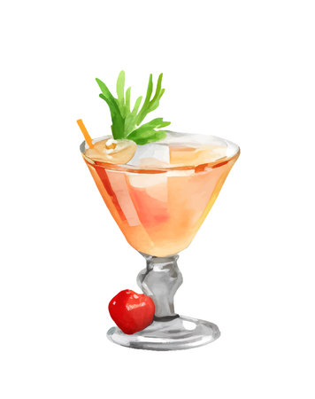 Watercolor fruit cocktails drink for summer party. creator for cocktails drink bar menu. High quality watercolor hand drawn drink illustrationのイラスト素材