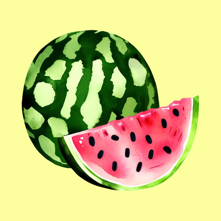 Watermelon, digital watercolor painting isolated on white background.のイラスト素材