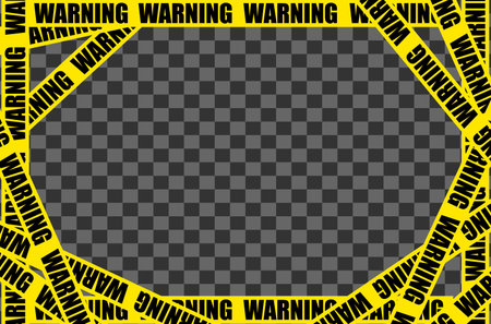Frame yellow and black tape, border line, ribbon caution sign vector template.のイラスト素材