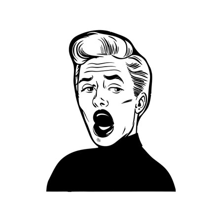 Pop art retro vector illustration of man, portrait. Shocked guy with surprised expression. Emotions conceptのイラスト素材