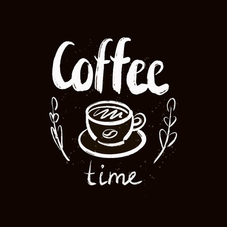 Coffee time. Lettering isolated on black background.のイラスト素材